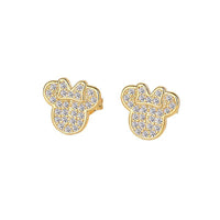 Mouse Head Crystal Stud Earrings