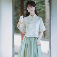 Mint Green Women's New Modern Hanfu Set