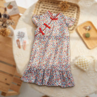 Girls' Summer Floral Cheongsam Dress