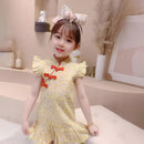 Girls' Summer Floral Cheongsam Dress