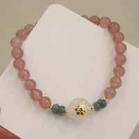 Womens Natural Strawberry Crystal Bracelet Elegant Gemstone Fashion Jewelry