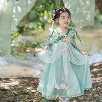 Girls Green Hanfu Dress Traditional Chinese Princess Costume