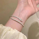 Bangle Bowknot Bells Bracelet Korean Opening Wrist Chain Women Silver Bracelet