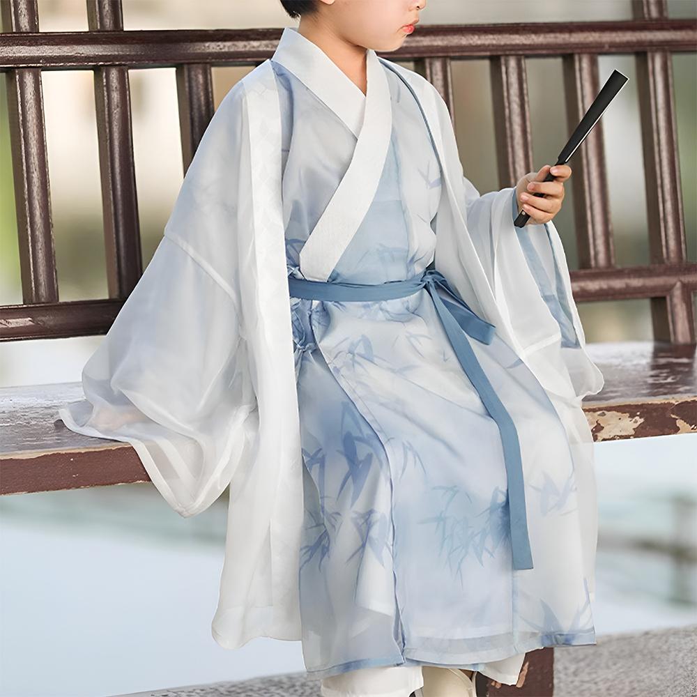 Boys' Blue Printed Wei-Jin Dyneaty Hanfu