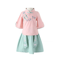 Girls' Traditional Chinese Clothing Hanfu Two Piece Set