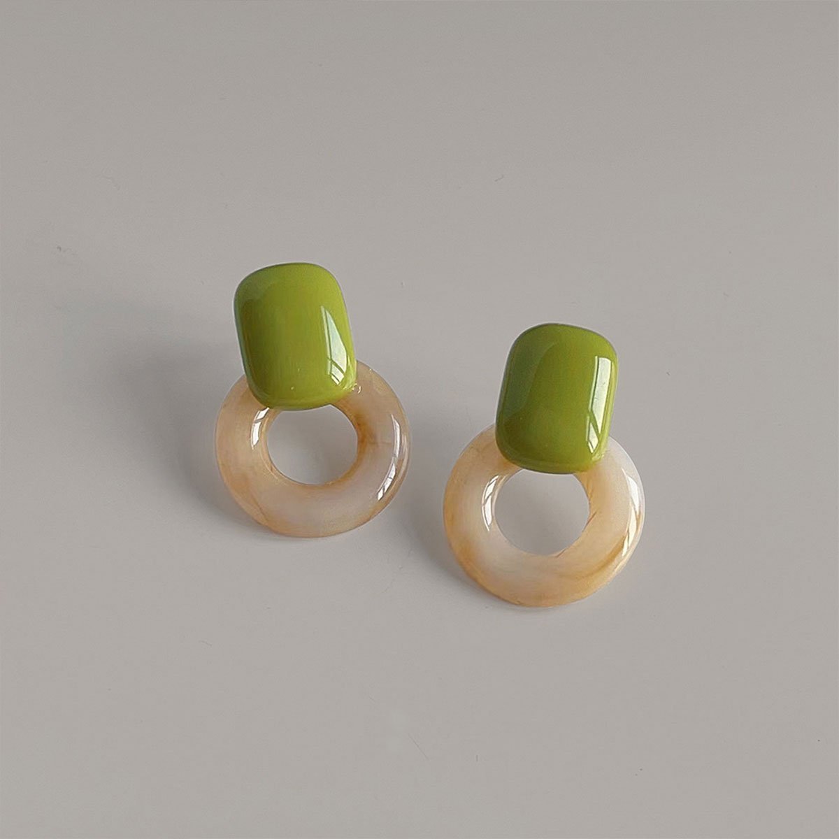 Green Circle Earrings Artistic Jewelry for Girls Trendy Fashion Accessory