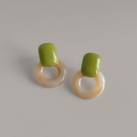 Green Circle Earrings Artistic Jewelry for Girls Trendy Fashion Accessory