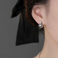 Gray Imitation Pearl Zircon Earrings Elegant Fashion Jewellery Women Gifts