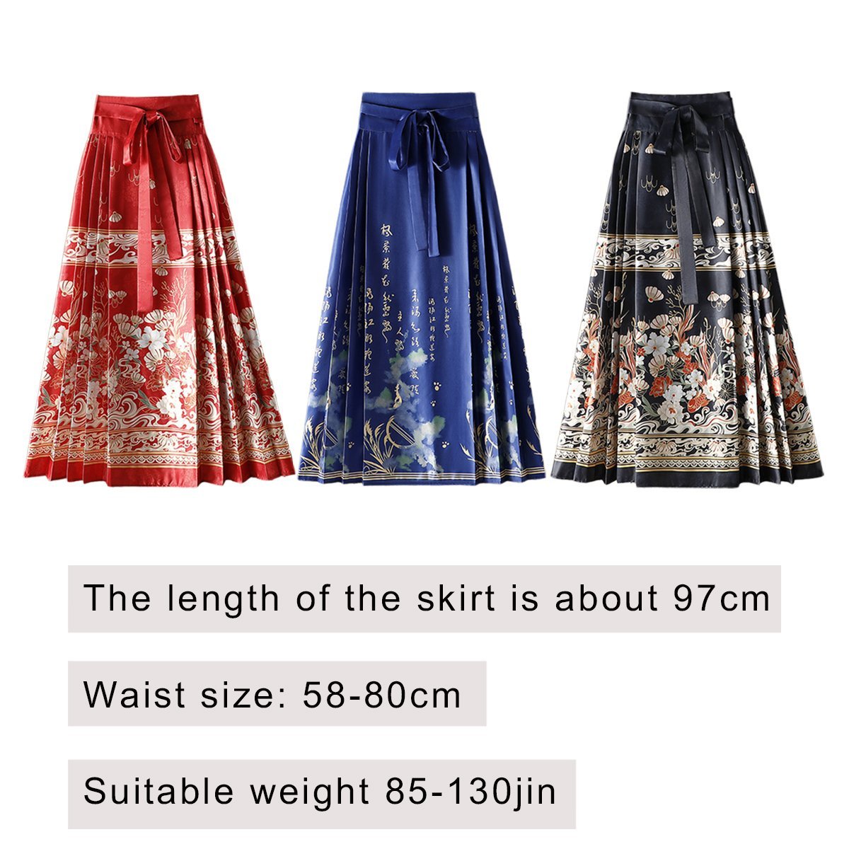 Chinese Horse Face Skirt Womens Long Hanfu Traditional Half Body Skirt