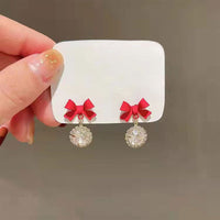 Christmas Red Bow Stud Earrings Festive Fashion Jewellery Women Girls Gift