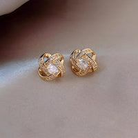 Four Leaf Clover Zircon Stud Earrings Gift For Women Wedding Fashion Jewelry