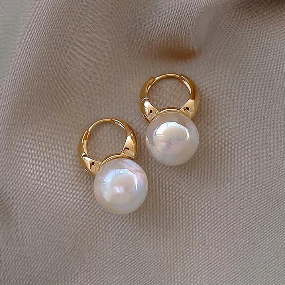 Golden Pearl Stud Earrings For Women Wedding Jewelry Perfect Gift High Style