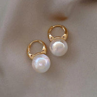 Golden Pearl Stud Earrings For Women Wedding Jewelry Perfect Gift High Style