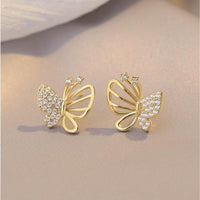 Butterfly Zircon Earrings Hollow Design Spring Summer Jewelry for Women Girls