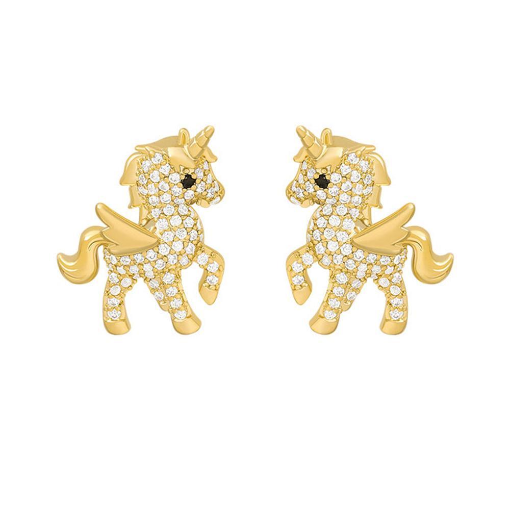 Gold Unicorn Stud Earrings