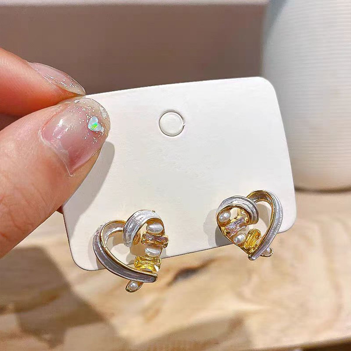 Elegant Niche Hollow Love Earrings Geometric Design Simple Personality Jewelry