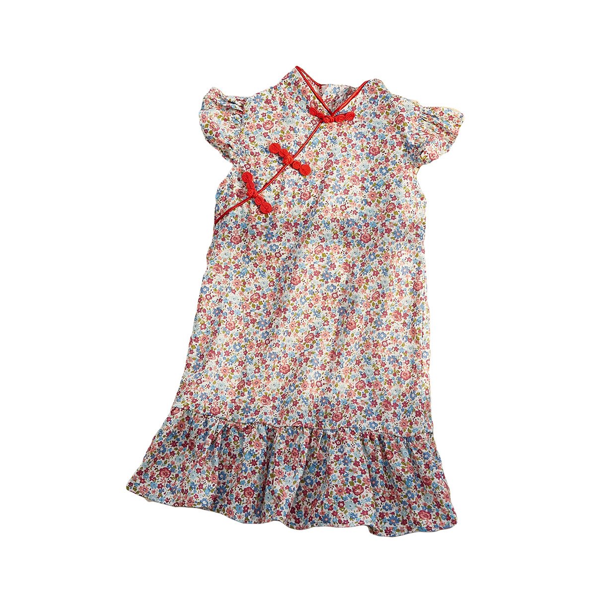 Girls' Summer Floral Cheongsam Dress