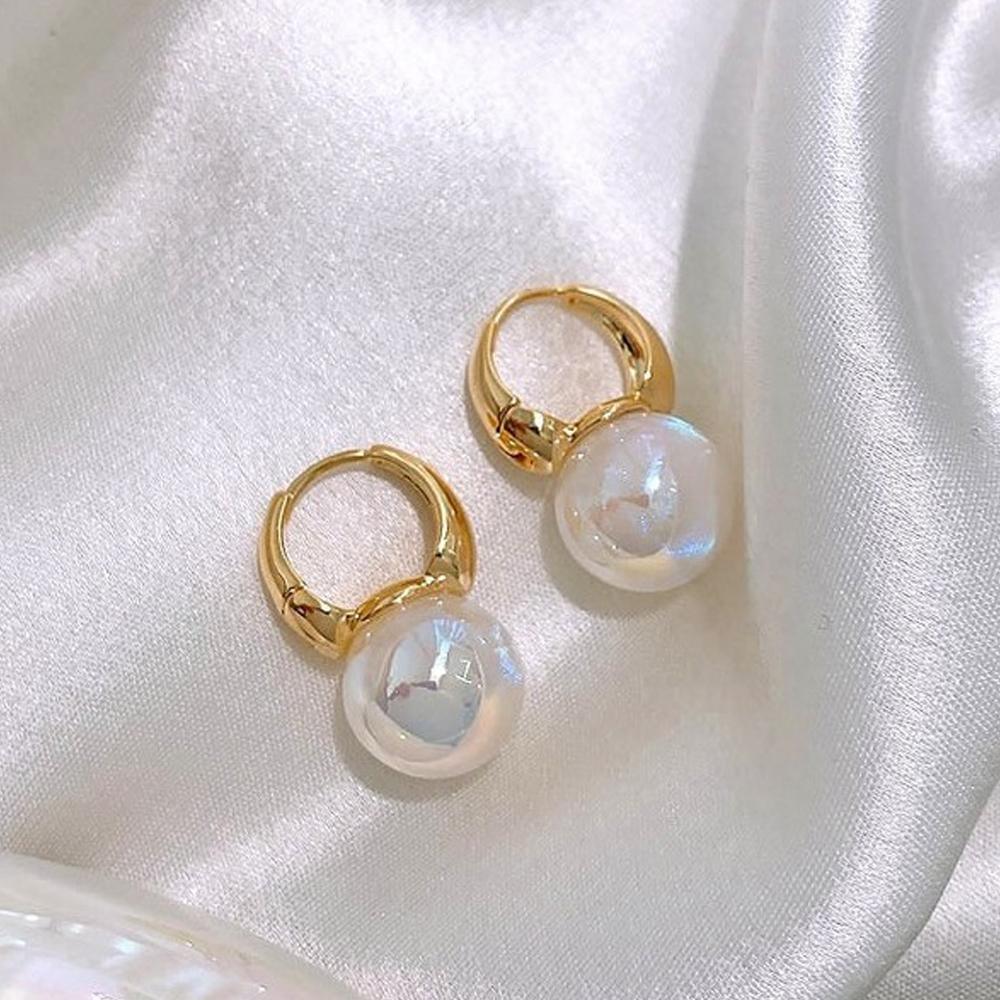 Golden Pearl Stud Earrings For Women Wedding Jewelry Perfect Gift High Style