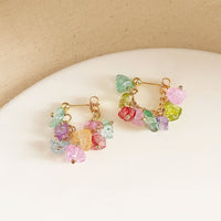 Handmade Colorful Gravel Bead Drop Earrings Women Girls Trendy Fashion