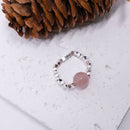 Elegant Pink Beads and Silver Beads Ring Delicate Jewelry for Women and Girls