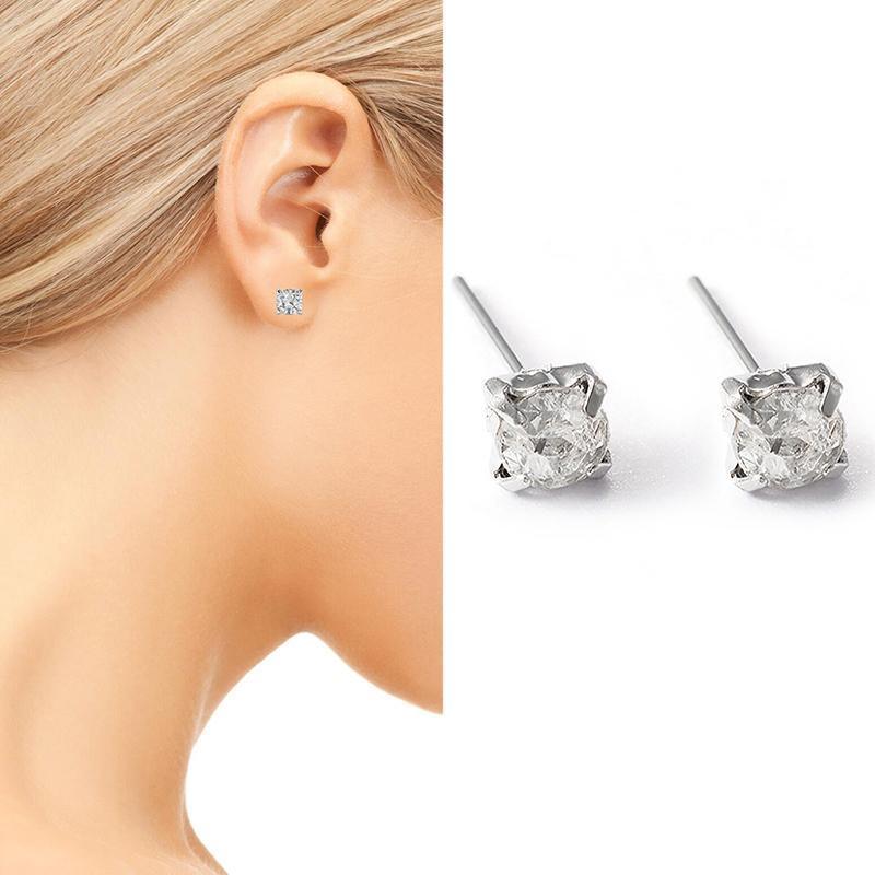 4/5mm Cushion Lab-Created Diamond Stud Earrings Women's 14K White Gold Finish