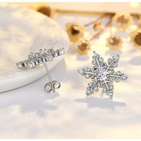 Zircon Snowflake Christmas Earrings Studs Winter Jewelry for Women and Girls