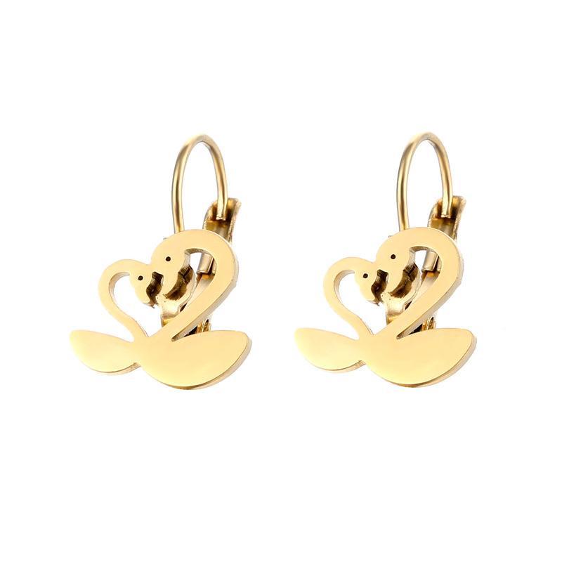 Gold-Plated Swan Earrings