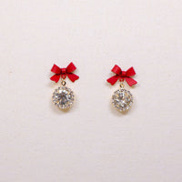 Christmas Red Bow Stud Earrings Festive Fashion Jewellery Women Girls Gift