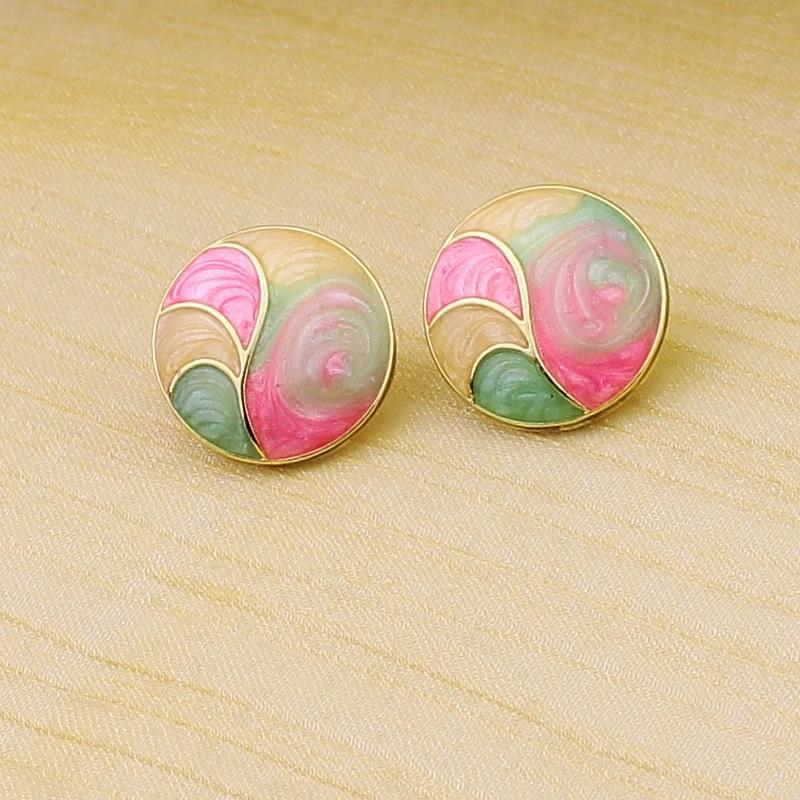 Vintage Geometry Oil Painting Studs Earrings