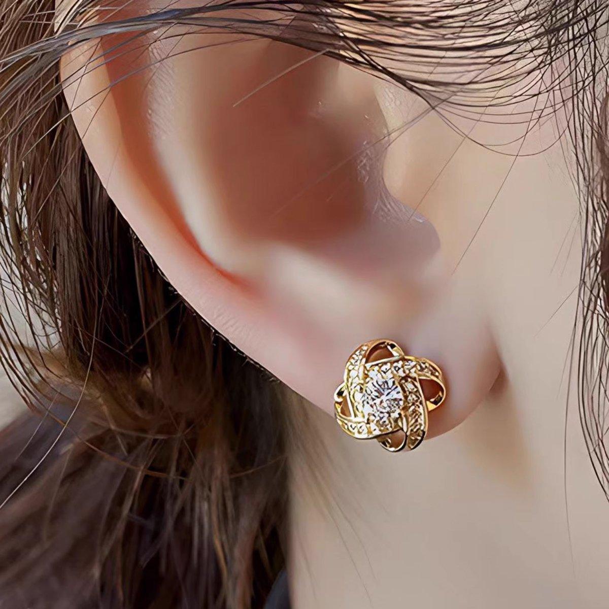 Four Leaf Clover Zircon Stud Earrings Gift For Women Wedding Fashion Jewelry