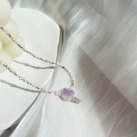 Purple Crystal Pendant Pearl Necklace Elegant Fashion Jewellery Trendy