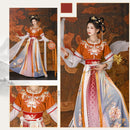 Orange Multicolor Tang Dynesty Hanfu Set