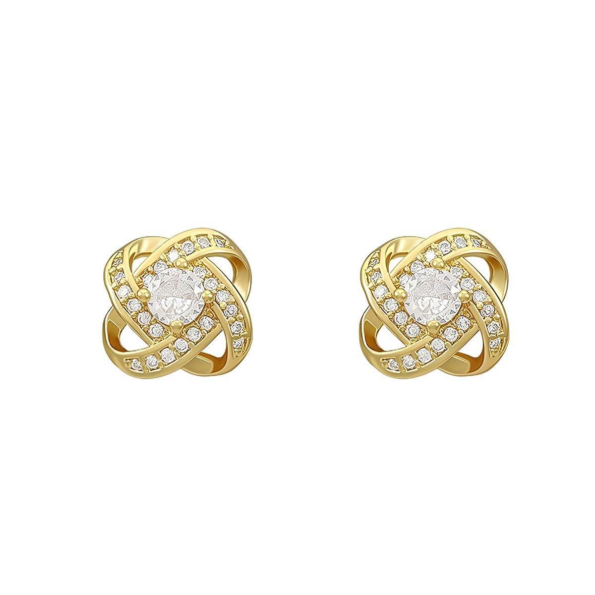 Four Leaf Clover Zircon Stud Earrings Gift For Women Wedding Fashion Jewelry