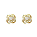 Four Leaf Clover Zircon Stud Earrings Gift For Women Wedding Fashion Jewelry