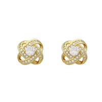 Four Leaf Clover Zircon Stud Earrings Gift For Women Wedding Fashion Jewelry