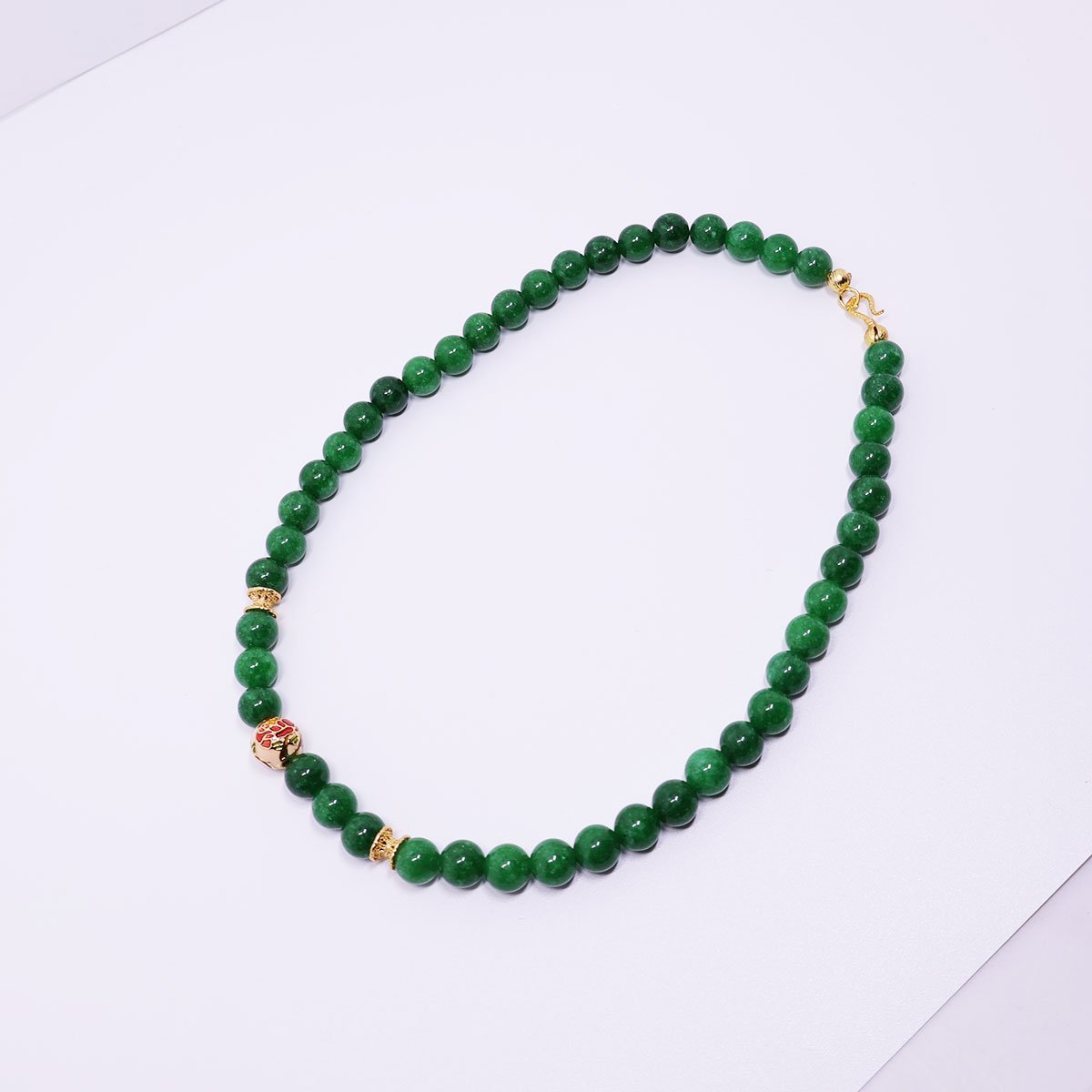 Green Natural Stone Beaded Necklace Beauty Handmade Women Simple Healing Reiki