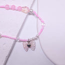 Handmade Pink Butterfly Beaded Necklace Women Girls Cute Boho Fashion