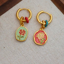 Chinese Retro Oil Drop Flower Earrings Luxury Double-sided Flower Fashion Girls