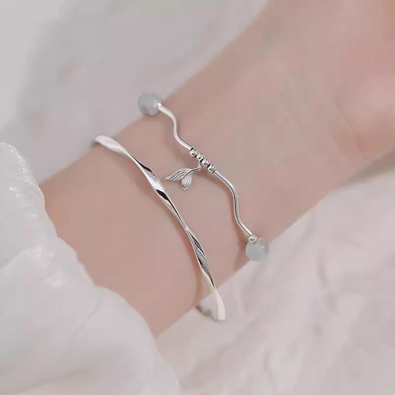 Women Fishtail Bracelet Chain Twisted Cuff Bracelet Bangle Adjustable Bracelets