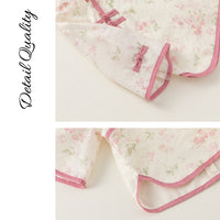 Girls' New Chinese Style Pink Floral Two-Piece Set