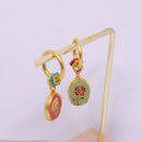 Chinese Retro Oil Drop Flower Earrings Luxury Double-sided Flower Fashion Girls