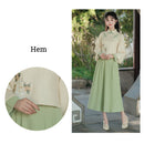 Women's Light Green and Beige Modern Hanfu Two-Piece Set