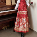 Chinese Horse Face Skirt Womens Long Hanfu Traditional Half Body Skirt