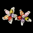 Colourful Petal Zircon Earrings Silver Ladies Wedding Party Christmas Gift