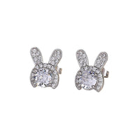 Rabbit Ear Crystal Stud Earrings