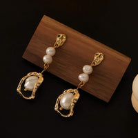 Long Natural Freshwater Pearl Earrings Elegant Women High-End Jewelry Gift