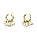 Golden Pearl Hoop Earrings