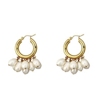 Golden Pearl Hoop Earrings