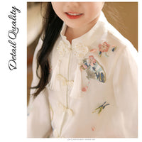 Girls' Floral Modern Hanfu Set