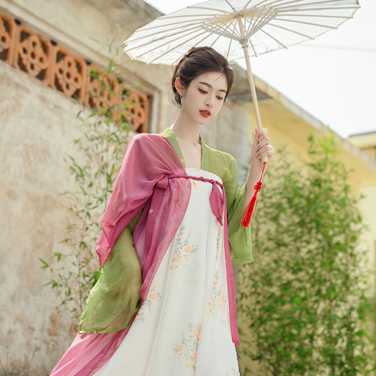 New Chinese Women's Clothing Tang Style Hanfu Elements Daily Chest-length Dress Tea Clothing Two-piece Set